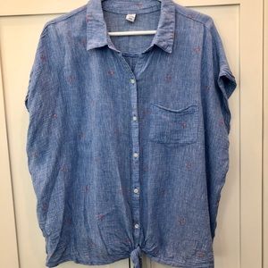 Old Navy blue tie front top XXL